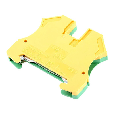 Weidmuller WPE Series Green/Yellow DIN Rail Terminal Block, 0.5 → 10mm², Single-Level, Screw Termination, ATEX