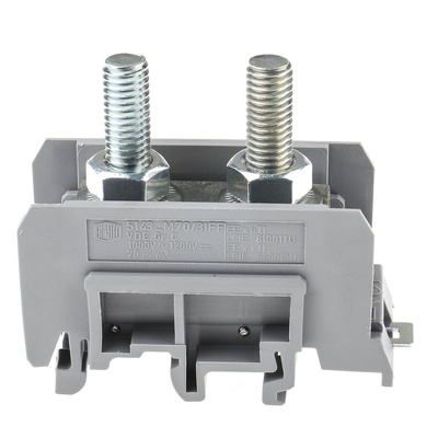 Entrelec SNA Series Grey Feed Through Terminal Block, 50mm², Single-Level, Bolt Termination