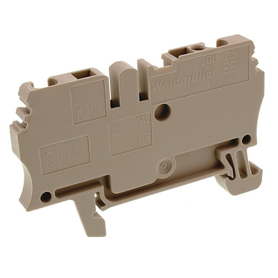 Weidmuller ZDU Series Brown Feed Through Terminal Block, 2.5mm², Single-Level, Clamp Termination