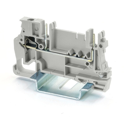 RS PRO Grey Feed Through Terminal Block, 2.5mm², 1-Level, Spring Termination