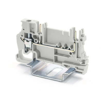 RS PRO Grey Feed Through Terminal Block, 2.5mm², 1-Level, Cage Clamp Termination