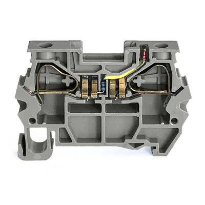 RS PRO Grey Component Terminal Block, 6mm², 1-Level, Spring Termination