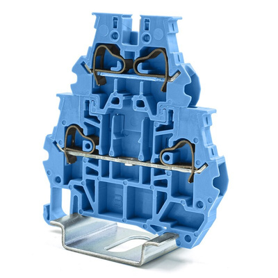 RS PRO Blue Feed Through Terminal Block, 4mm², 2-Level, Spring Termination