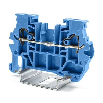 RS PRO Blue Feed Through Terminal Block, 4mm², 1-Level, Spring Termination