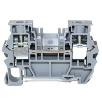 RS PRO Grey Feed Through Terminal Block, 6mm², 1-Level, Clamp Termination