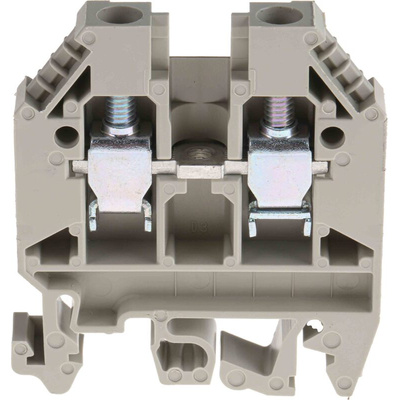 RS PRO Grey Feed Through Terminal Block, 6mm², Single-Level, Screw Termination