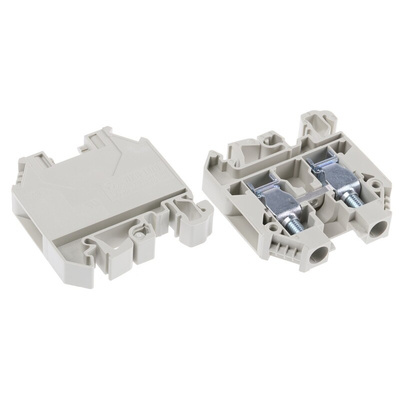 RS PRO Grey Feed Through Terminal Block, 10mm², Single-Level, Screw Termination