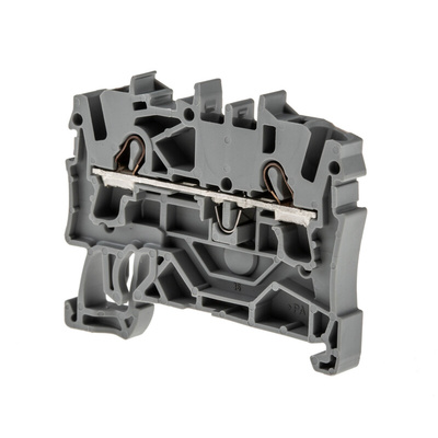 Wago TOPJOB S, 2002 Series Grey Feed Through Terminal Block, 2.5mm², Single-Level, Push-In Cage Clamp Termination,