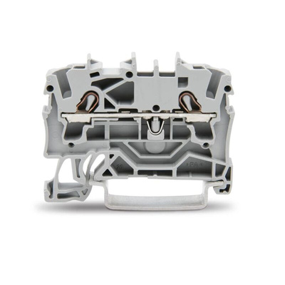 Wago TOPJOB S, 2002 Series Grey Feed Through Terminal Block, 2.5mm², Single-Level, Push-In Cage Clamp Termination,
