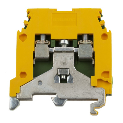 Entrelec SNA Series Green/Yellow Earth Terminal Block, 4mm², Single-Level, Screw Termination