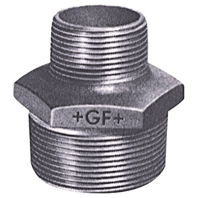 Georg Fischer Malleable Iron Fitting Reducer Hexagon Nipple, 1 in BSPT Male (Connection 1), 1/2 in BSPT Male