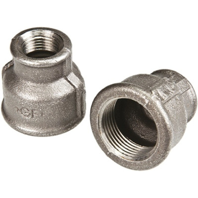 Georg Fischer Malleable Iron Fitting Reducer Socket, 3/8 in BSPP Female (Connection 1), 1/4 in BSPP Female (Connection