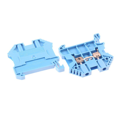 RS PRO Blue Feed Through Terminal Block, 2.5mm², Single-Level, Screw Termination