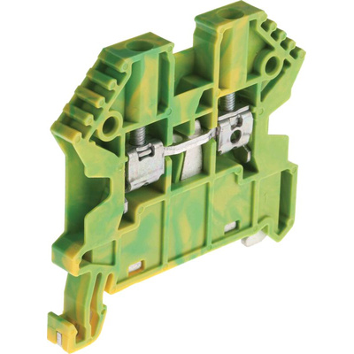 RS PRO Green/Yellow Earth Terminal Block, 2.5mm², Single-Level, Screw Termination