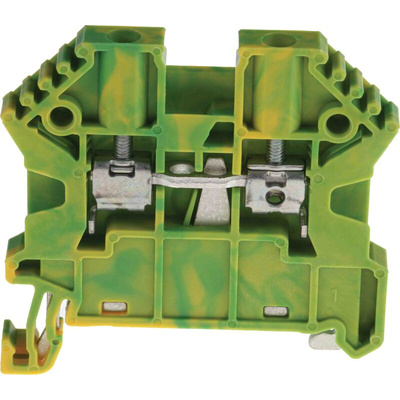 RS PRO Green/Yellow Earth Terminal Block, 2.5mm², Single-Level, Screw Termination