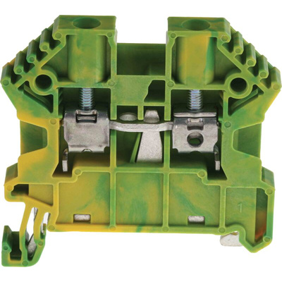 RS PRO Green/Yellow Earth Terminal Block, 4mm², Single-Level, Screw Termination