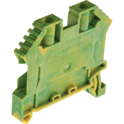 RS PRO Green/Yellow Earth Terminal Block, 4mm², Single-Level, Screw Termination