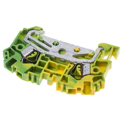 RS PRO Green/Yellow DIN Rail Terminal Block, 2.5mm², Single-Level, Spring Clamp Termination