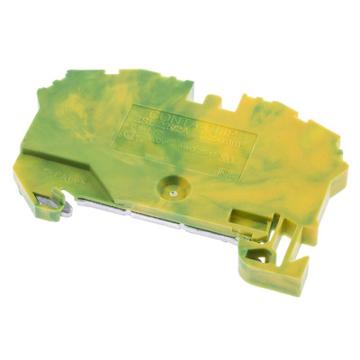 RS PRO Green/Yellow DIN Rail Terminal Block, 2.5mm², Single-Level, Spring Clamp Termination
