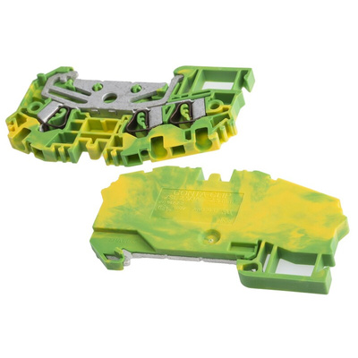 RS PRO Green/Yellow Earth Terminal Block, 2.5mm², Single-Level, Spring Clamp Termination