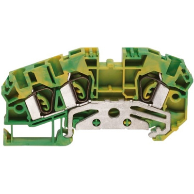 RS PRO Green/Yellow Earth Terminal Block, 4mm², Spring Clamp Termination