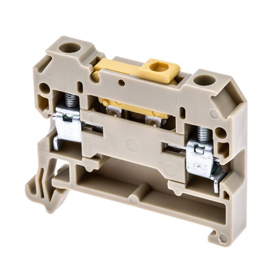 Weidmuller SAK Series Beige, Yellow DIN Rail Terminal Block, 4mm², 1-Level, Screw Termination