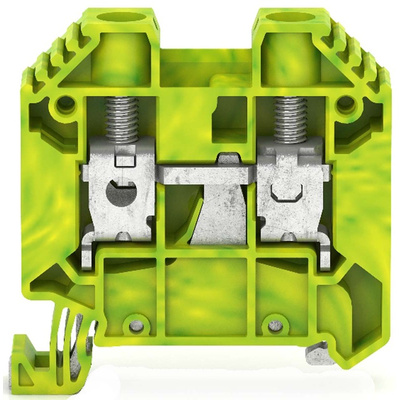 RS PRO Green, Yellow Earth Terminal Block, Single-Level, Screw Termination