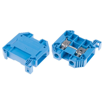 RS PRO Blue Feed Through Terminal Block, Single-Level, Screw Termination