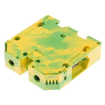 RS PRO Green, Yellow Earth Terminal Block, Double-Level, Screw Termination