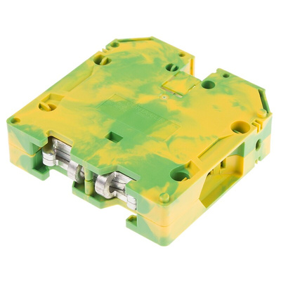 RS PRO Green, Yellow Earth Terminal Block, Double-Level, Screw Termination