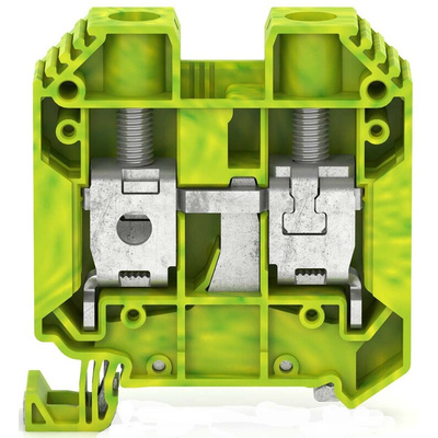 RS PRO Green, Yellow Earth Terminal Block, Single-Level, Screw Termination