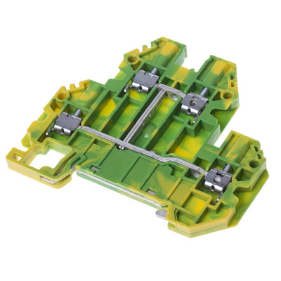 RS PRO Green, Yellow Earth Terminal Block, Double-Level, Screw Termination
