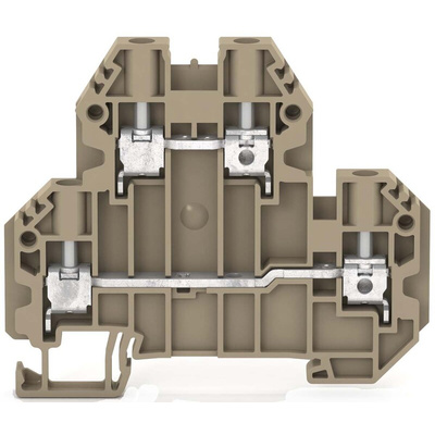 RS PRO Beige Feed Through Terminal Block, Double-Level, Screw Termination