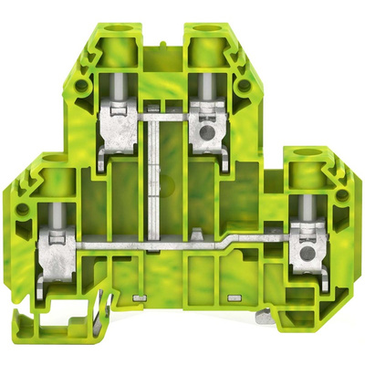 RS PRO Green, Yellow Earth Terminal Block, Double-Level, Screw Termination