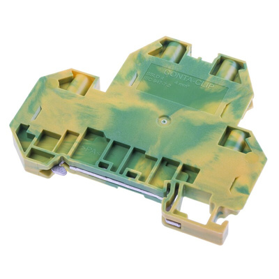 RS PRO Green, Yellow Earth Terminal Block, Double-Level, Screw Termination