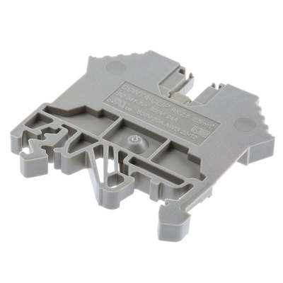 RS PRO Grey Feed Through Terminal Block, Single-Level, Screw Termination