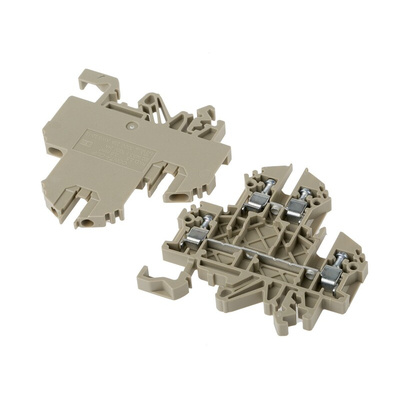 RS PRO Beige Double Level Terminal Block, Double-Level, Screw Termination