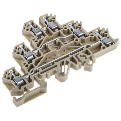 RS PRO Beige Feed Through Terminal Block, Triple-Level, Screw Termination