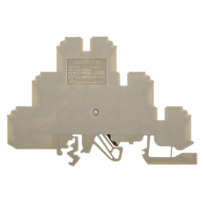 RS PRO Beige Feed Through Terminal Block, Triple-Level, Screw Termination