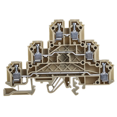 RS PRO Beige Feed Through Terminal Block, Triple-Level, Screw Termination