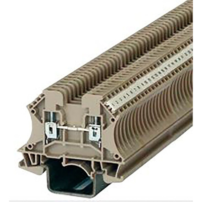 RS PRO Black DIN Rail Terminal Block, 2.5mm², Single-Level, Screw Termination