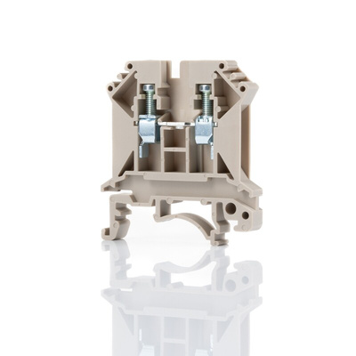 RS PRO Beige DIN Rail Terminal Block, 4mm², Single-Level, Screw Termination