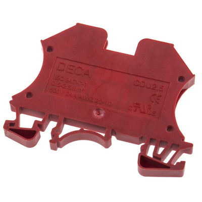 RS PRO Red DIN Rail Terminal Block, 2.5mm², Screw Termination