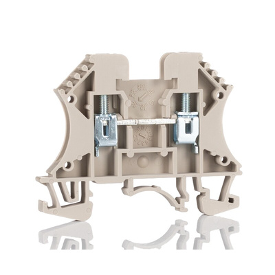 RS PRO Beige DIN Rail Terminal Block, 2.5mm², Screw Termination