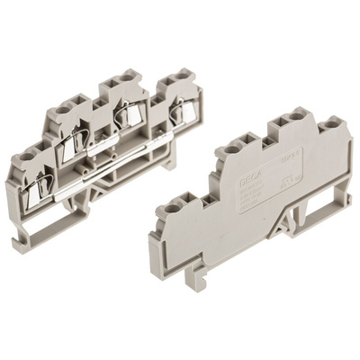 RS PRO Beige Double Level Terminal Block, 2.5mm², Double-Level, Spring Clamp Termination