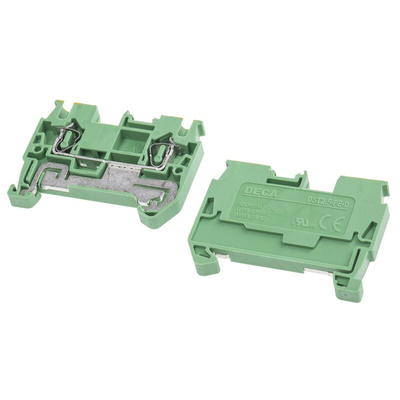 RS PRO Green/Yellow DIN Rail Terminal Block, 2.5mm²