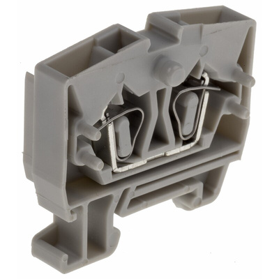 RS PRO Grey DIN Rail Terminal Block, 2.5mm², Spring Clamp Termination