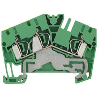 Weidmuller ZPE Series Green/Yellow Earth Terminal Block, 2.5mm², Single-Level, Clamp Termination