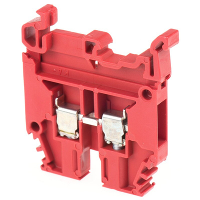 Entrelec SNA Series Red DIN Rail Terminal Block, 4mm², Single-Level, Screw Termination