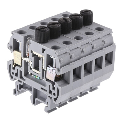 Entrelec MB Series Grey Fused DIN Rail Terminal, 10mm², Screw Termination, Fused